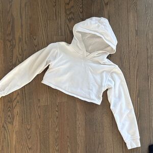 Lululemon Women's White Cropped Hoodie Sweatshirt